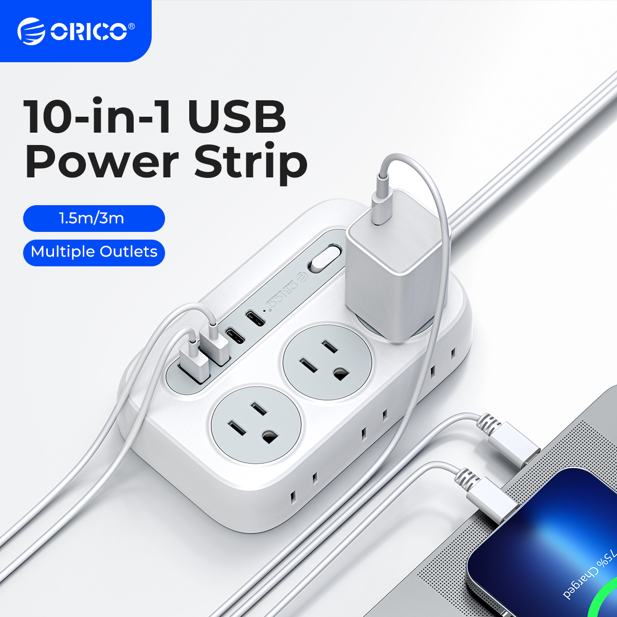 Outdoor Usb Power Strip - ORICO Power Strip 6 AC Outlets