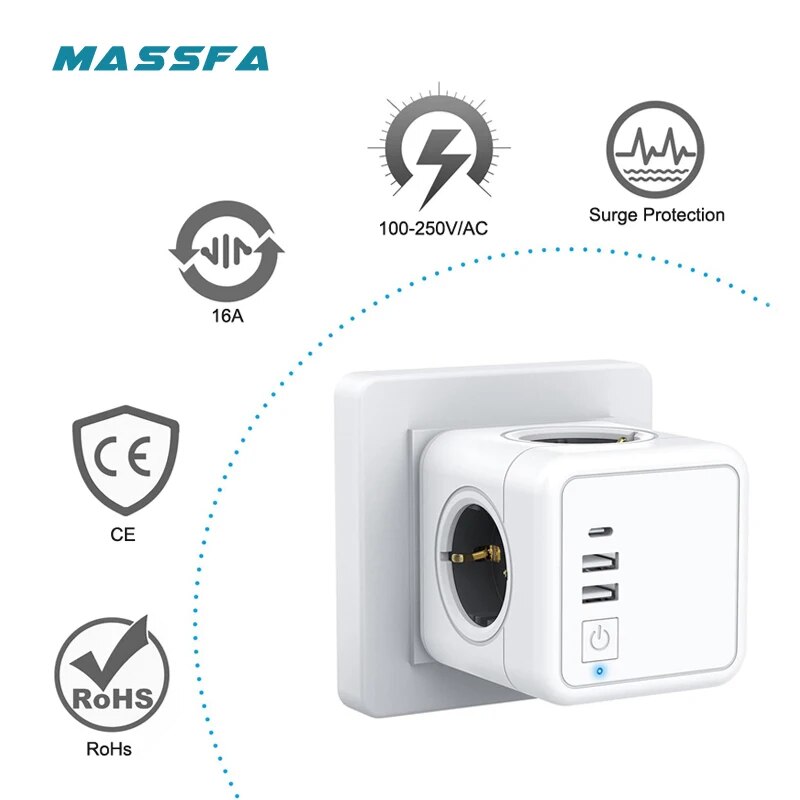 MASSFA 4 Eu AC Outlets Power S - Outdoor Usb Power Strip reseña y precio