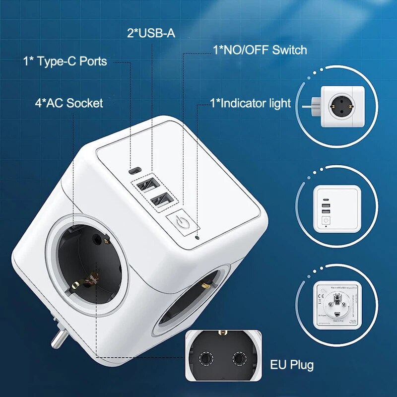 MASSFA 4 Eu AC Outlets Power S - Outdoor Usb Power Strip reseña y precio