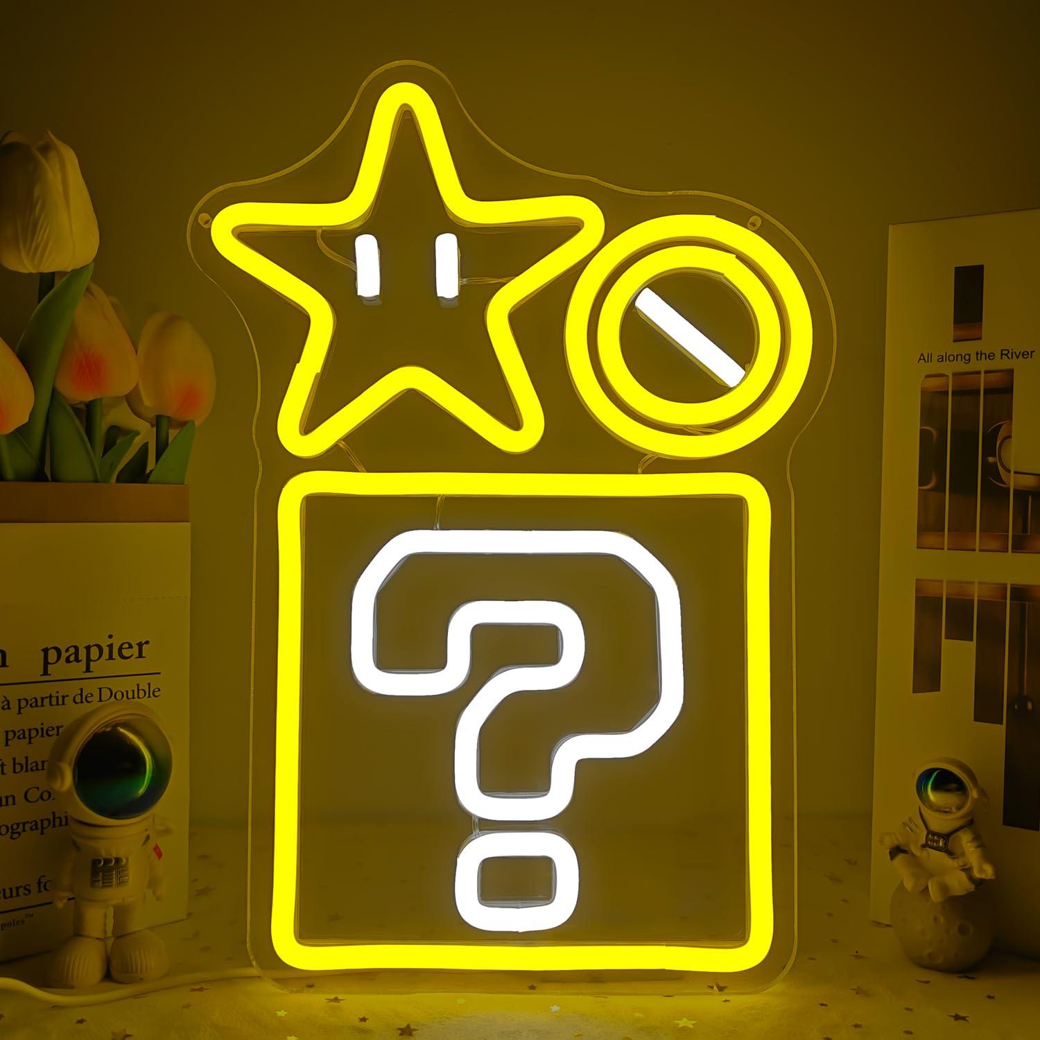 Question Block Star Neon Sign  - Outdoor Power Block reseña y precio