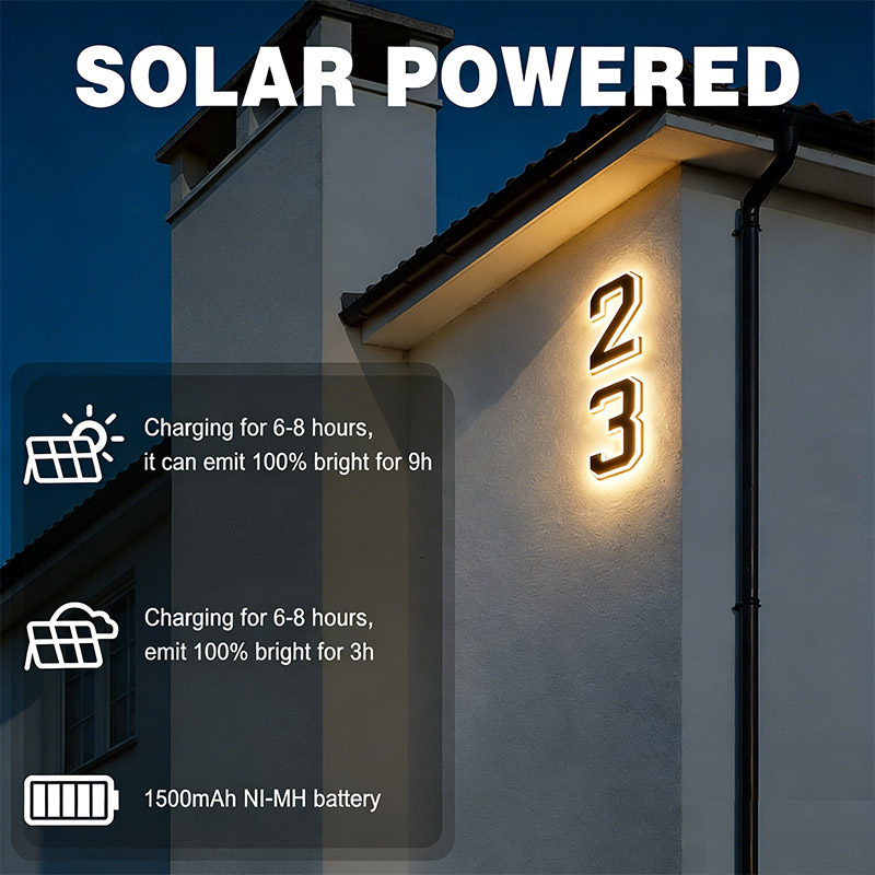 Solar Powered House Number Sig - Outdoor Power Number reseña y precio
