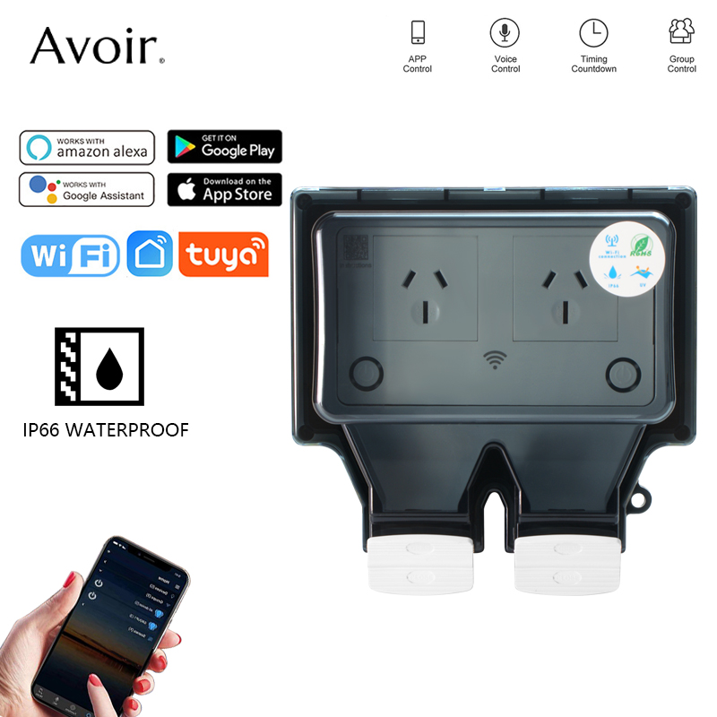 Avoir Tuya Wifi Waterproof Ele - Outdoor Power Outlet With Remote Control reseña y precio