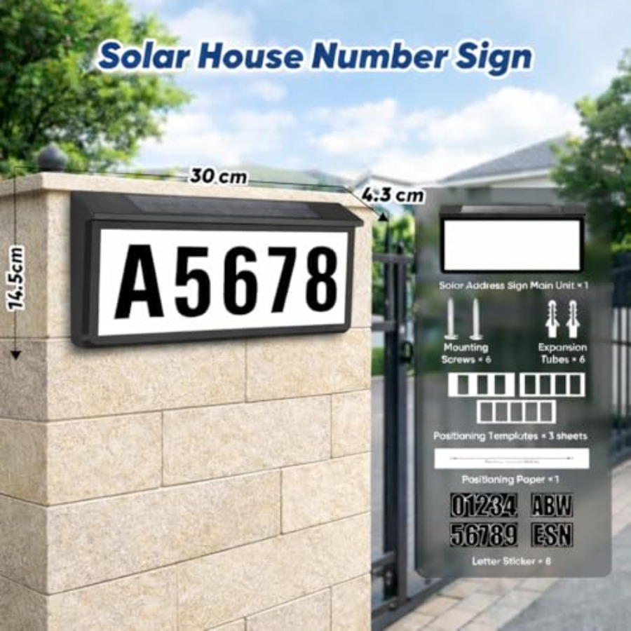 Solar Address Sign with Dual C - Outdoor Power Number reseña y precio
