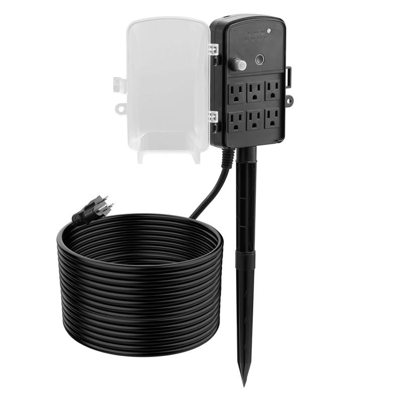 Outdoor Power Stake, 50FT Exte - Outdoor Power Outlet With Remote Control reseña y precio