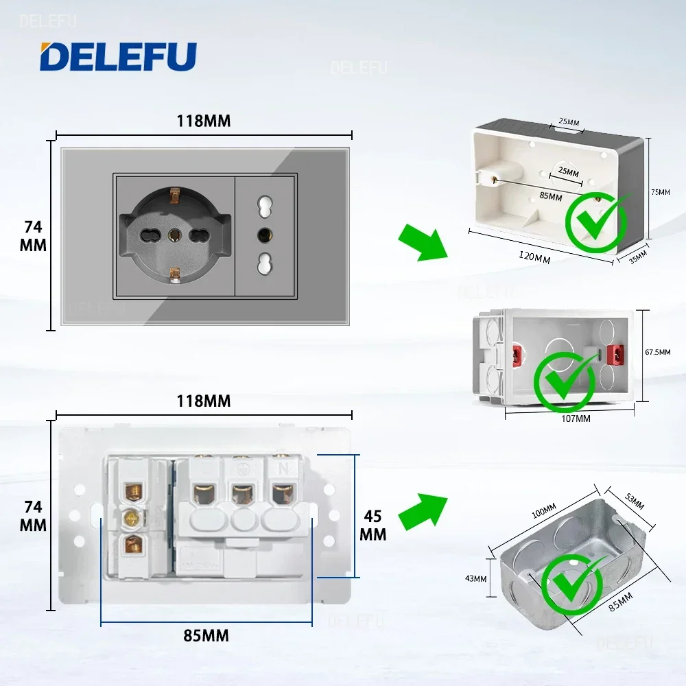 DELEFU Grey Tempered Glass Ita - Outdoor Usb Power Strip reseña y precio