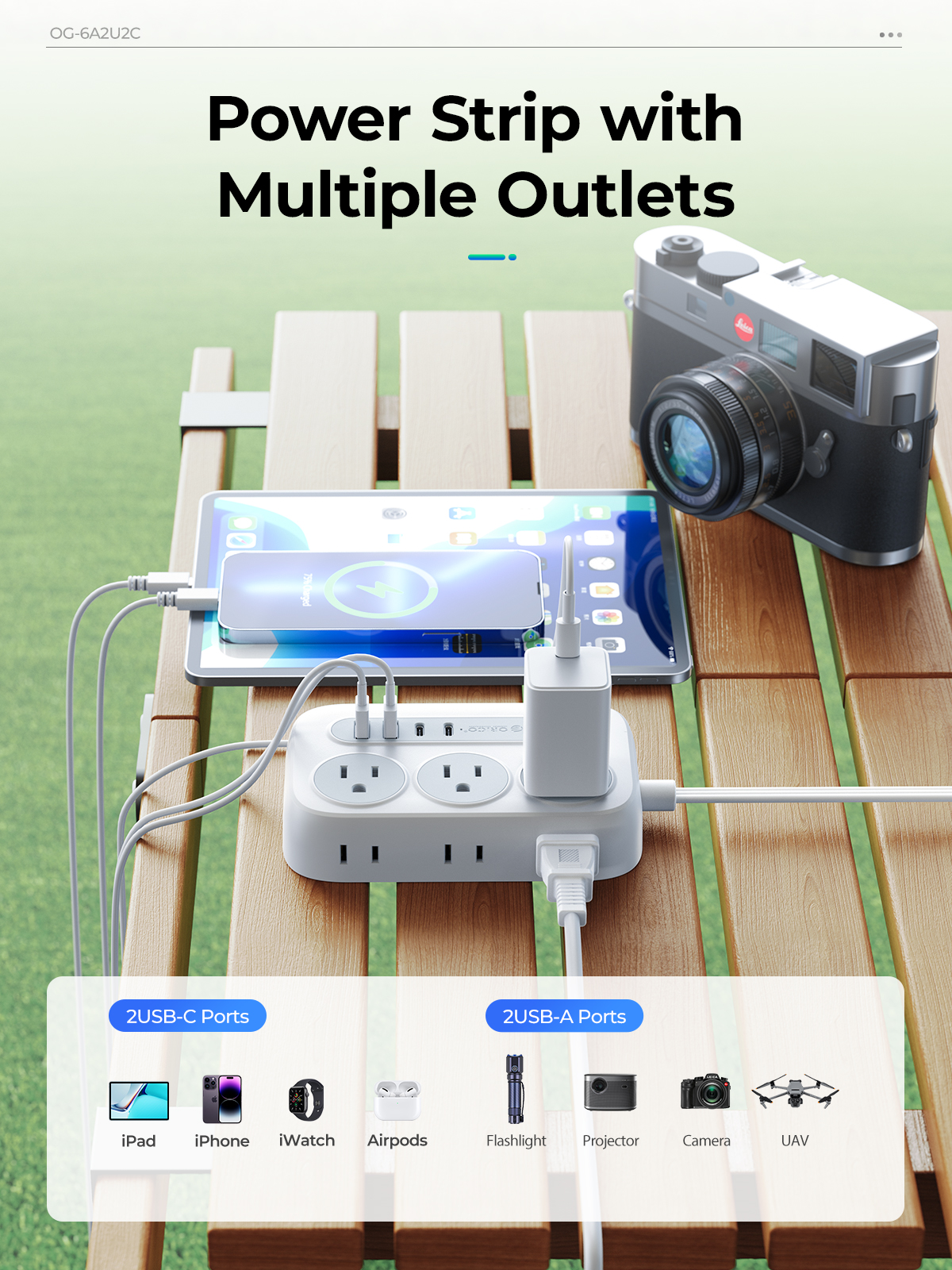 ORICO Power Strip with 6 Socke - Outdoor Usb Power Strip reseña y precio