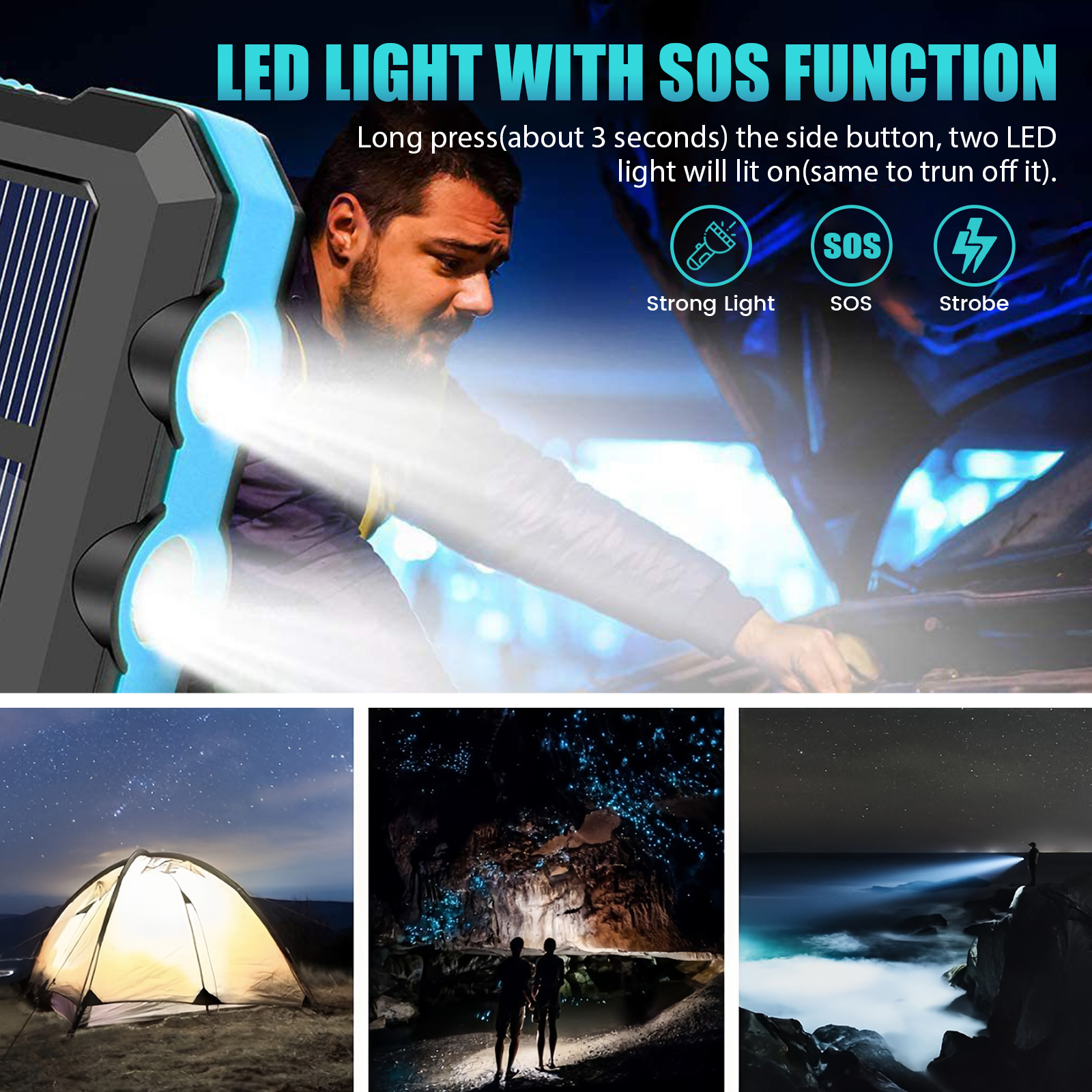 10000mAh Solar Power Bank Port - Outdoor Power Lead reseña y precio