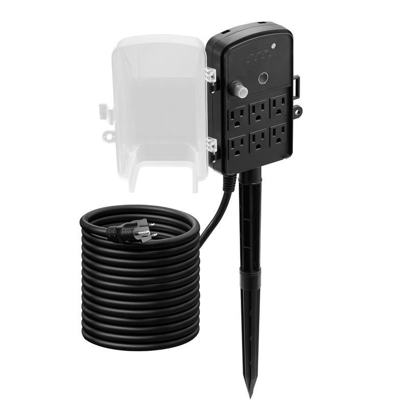 Outdoor Power Stake, 25FT Exte - Outdoor Power Outlet With Remote Control reseña y precio