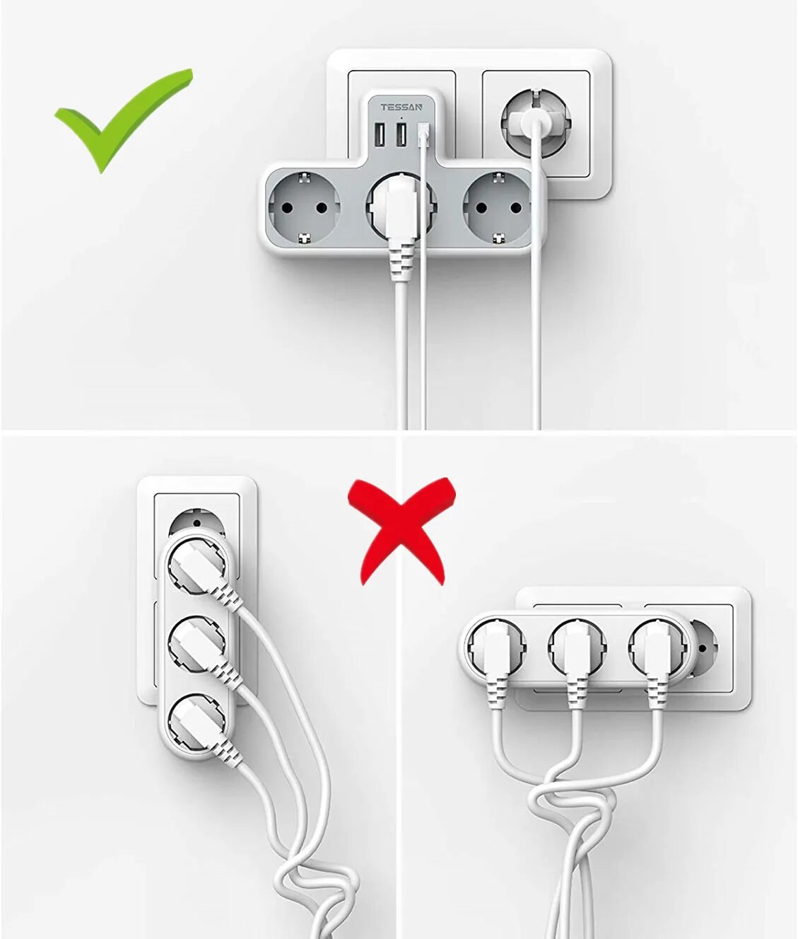 TESSAN EU Plug Power Strip wit - Outdoor Usb Power Strip reseña y precio