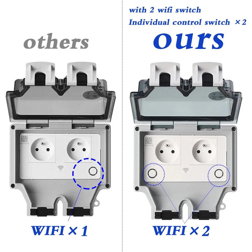 EU FR smart Tuya Waterproof El - Outdoor Power Outlet With Remote Control reseña y precio