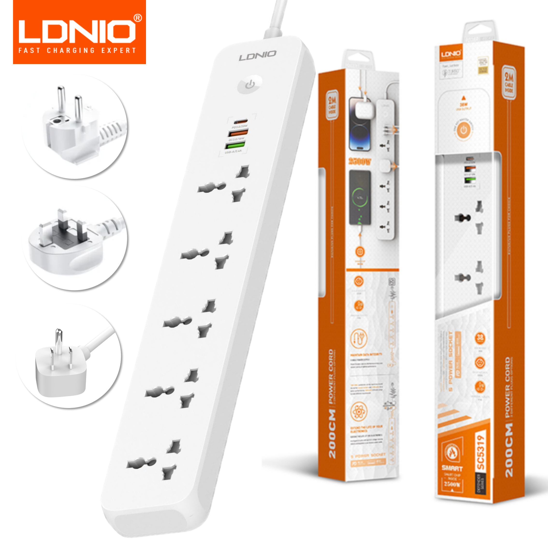 LDNIO 2500W Power Strip with 5 - Outdoor Usb Power Strip reseña y precio