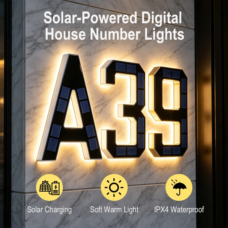 12CM Solar-Powered Sensor LED  - Outdoor Power Number reseña y precio